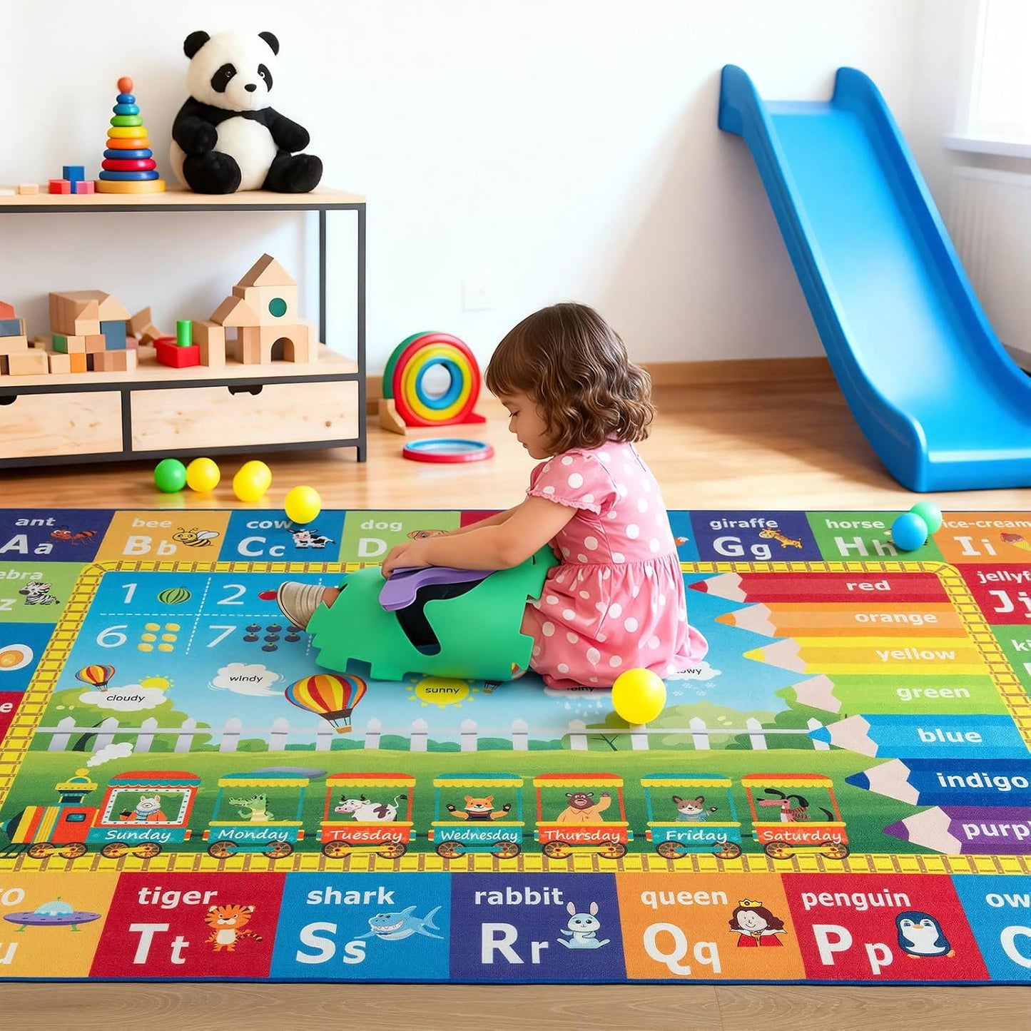 ST. BRIDGE Alfombra educativa para niños de 6 x 9 pies, alfombra de...