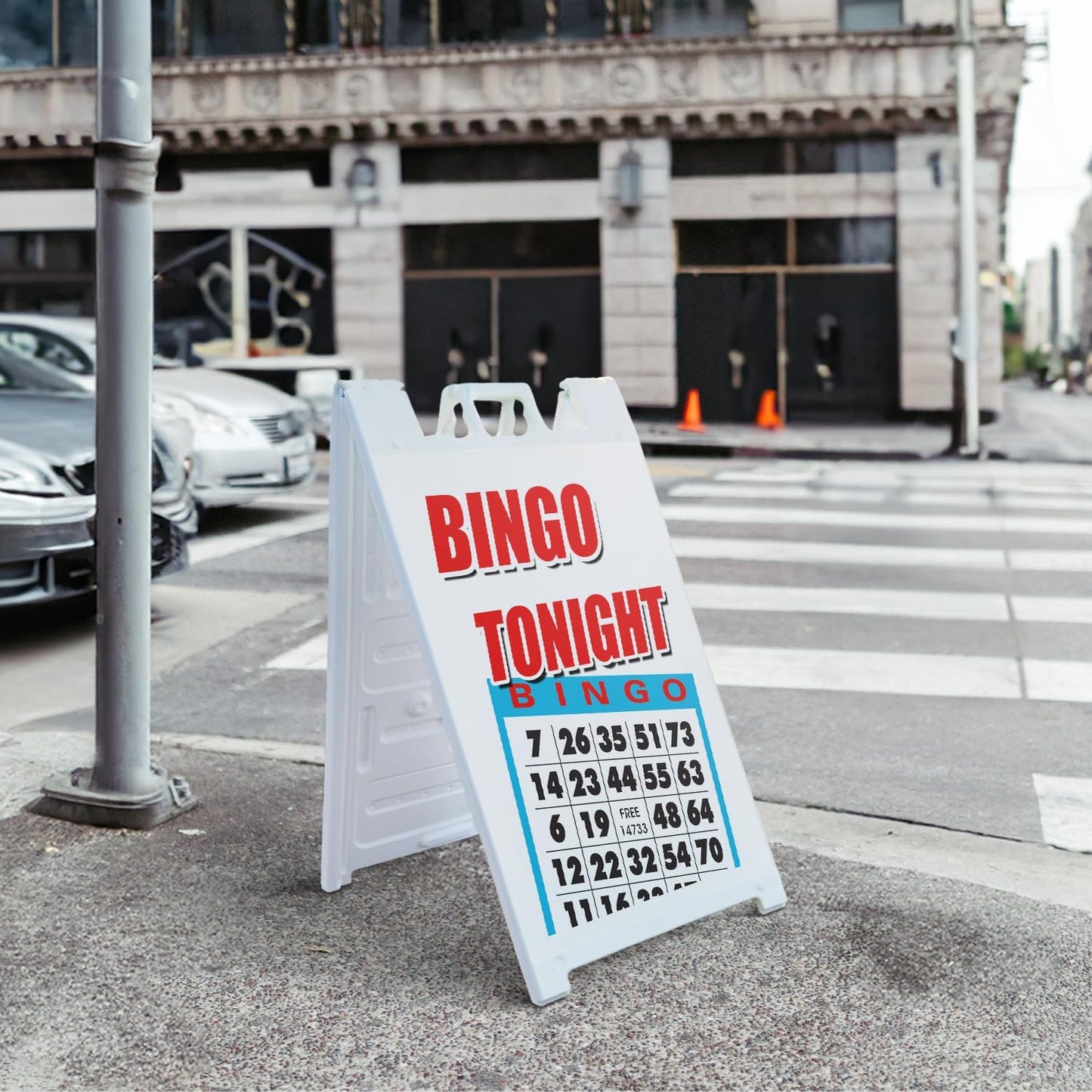 Letrero de doble cara con marco A para acera, Bingo Tonight de 24 x...