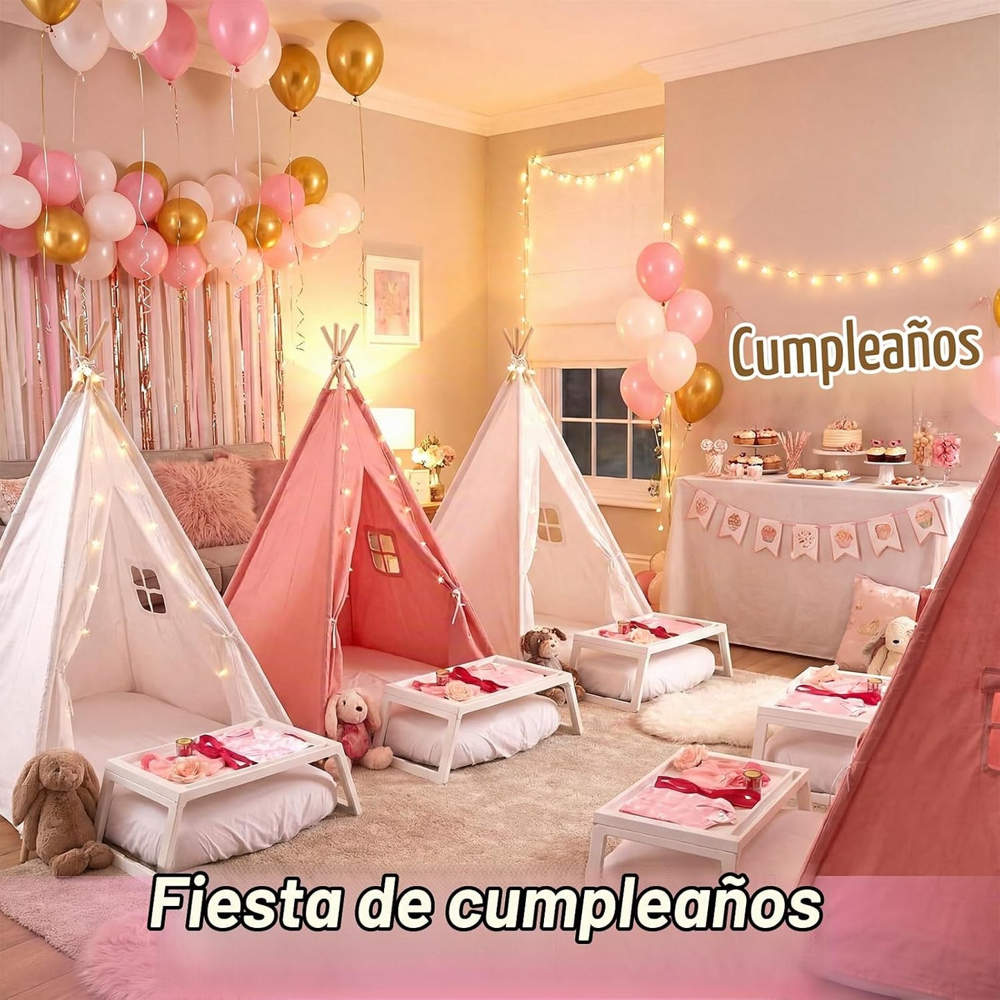 Lemosa - Juego de tienda de campaña para niños, 4 unidades, color r...