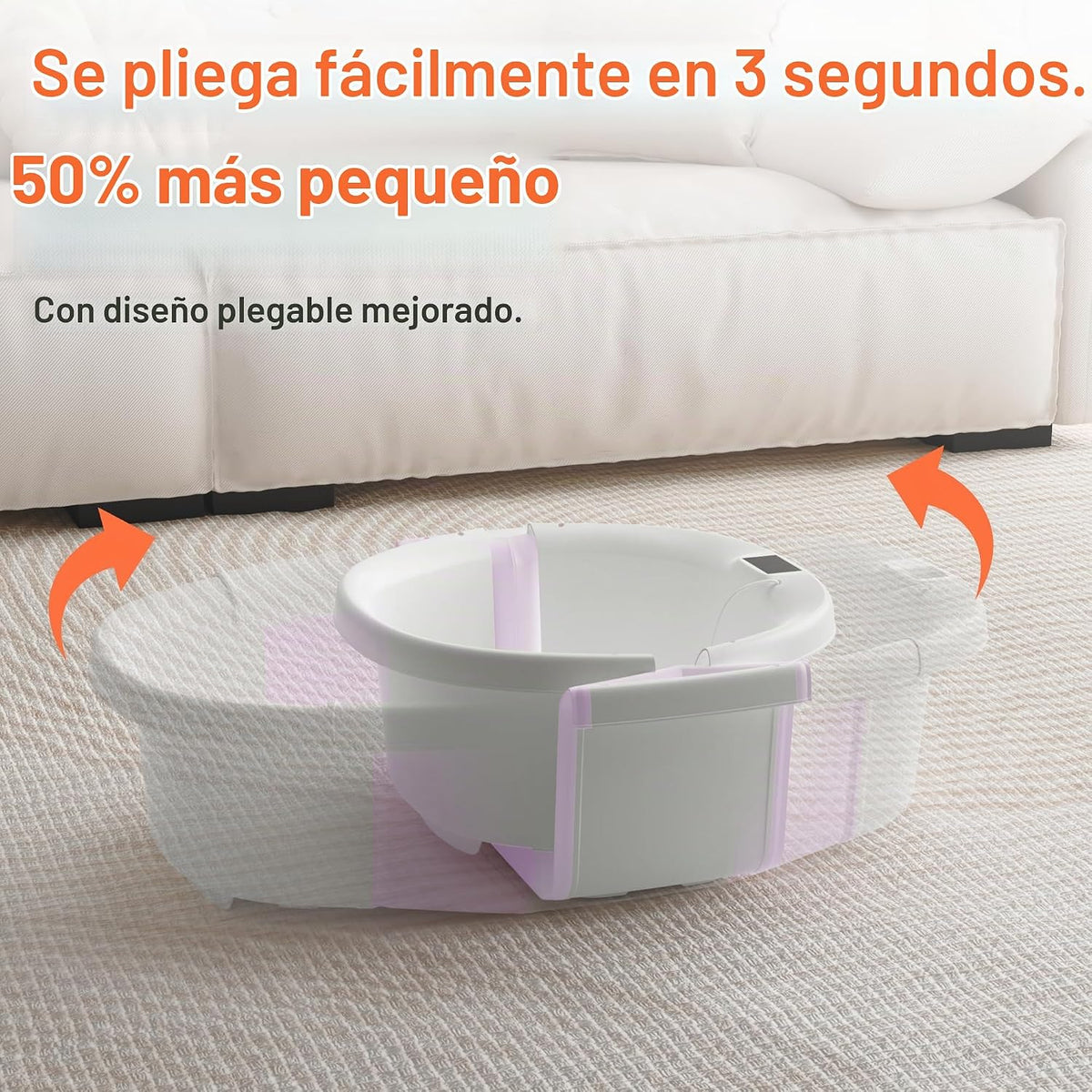 Bañera plegable para bebé, bañera grande para bebé con termómetro y...