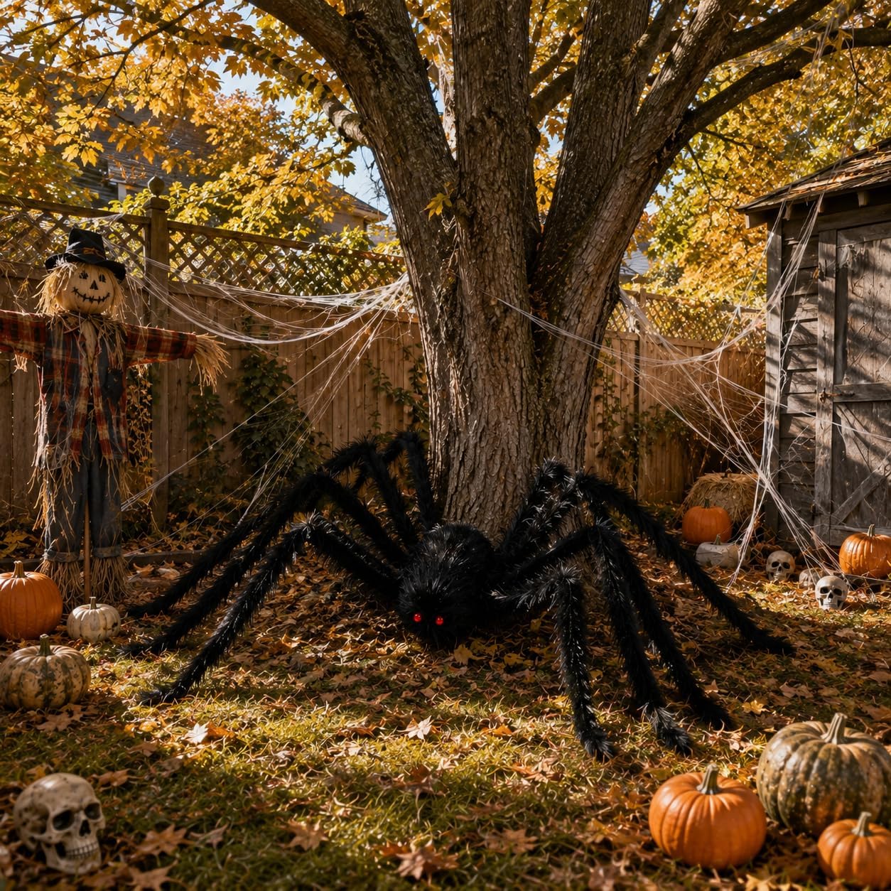 Araña gigante de 12 pies para decoración de Halloween al aire libre...