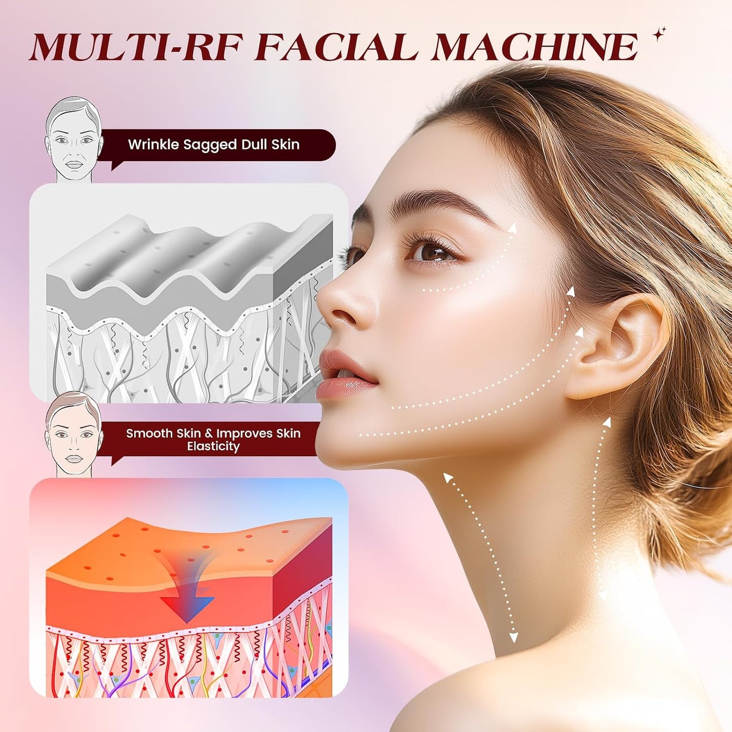 INTEO Dispositivo Facial Microcurren, 3 Modos de Terapia de Luz Roj...