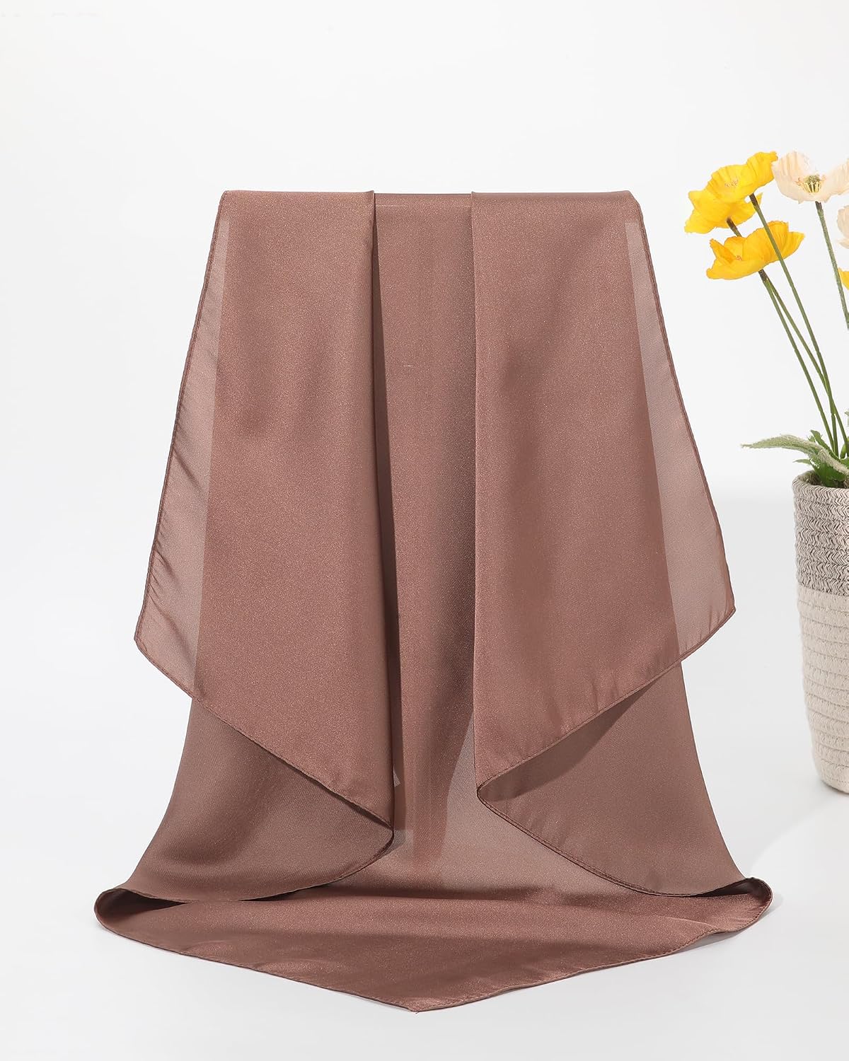 CHLINS 4 pañuelos de seda de satén de 27.5 pulgadas para mujer, pañ...