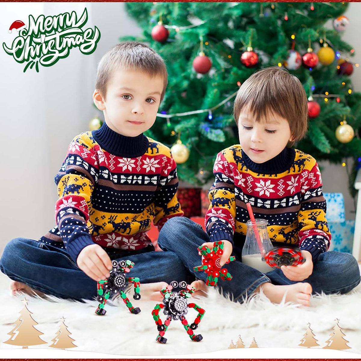 Gokeey Juguetes Fidget de Navidad Transformables Spinners Fidget pa...