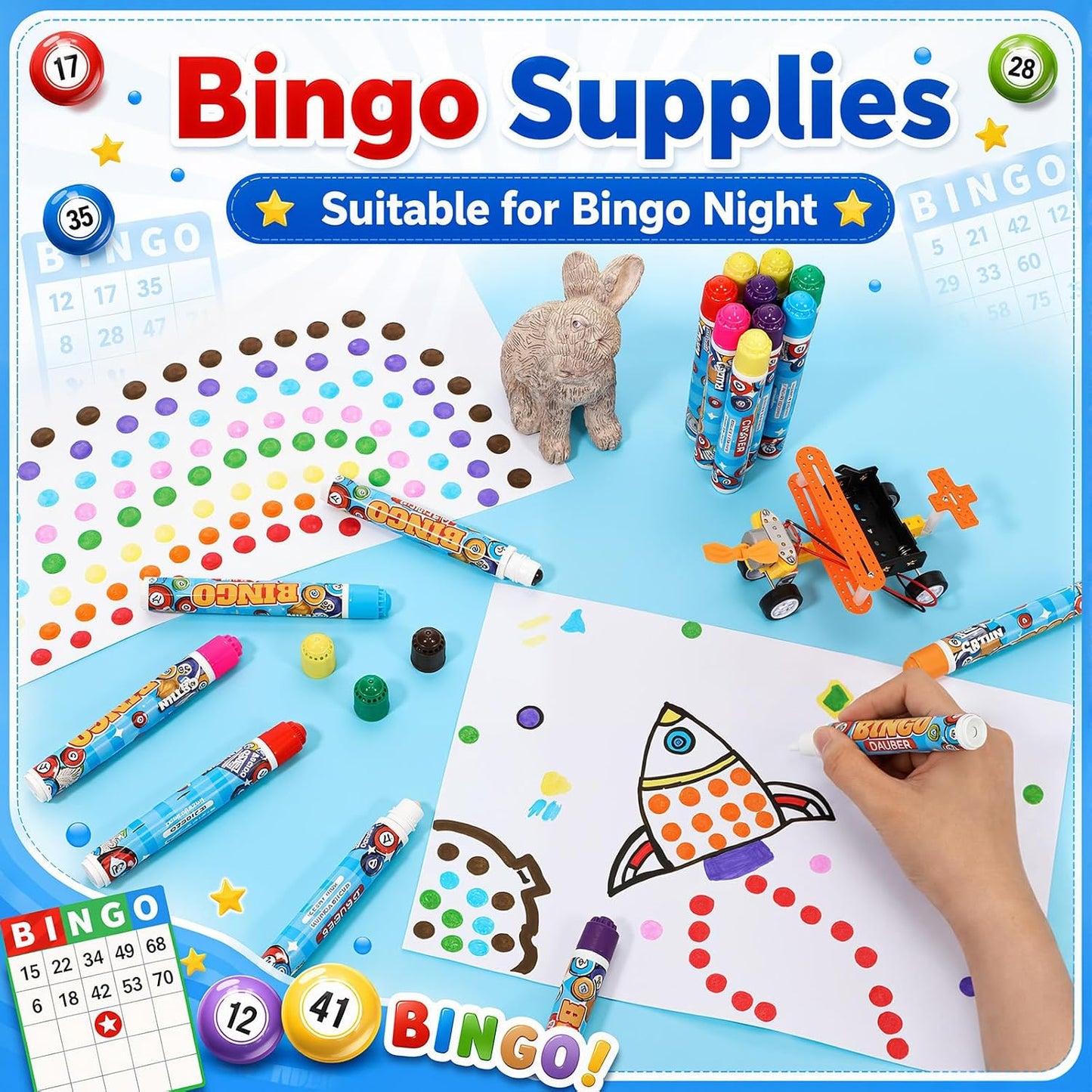 Crtiin Juego de 120 marcadores de puntos de Bingo Daubers de 0.4 on...