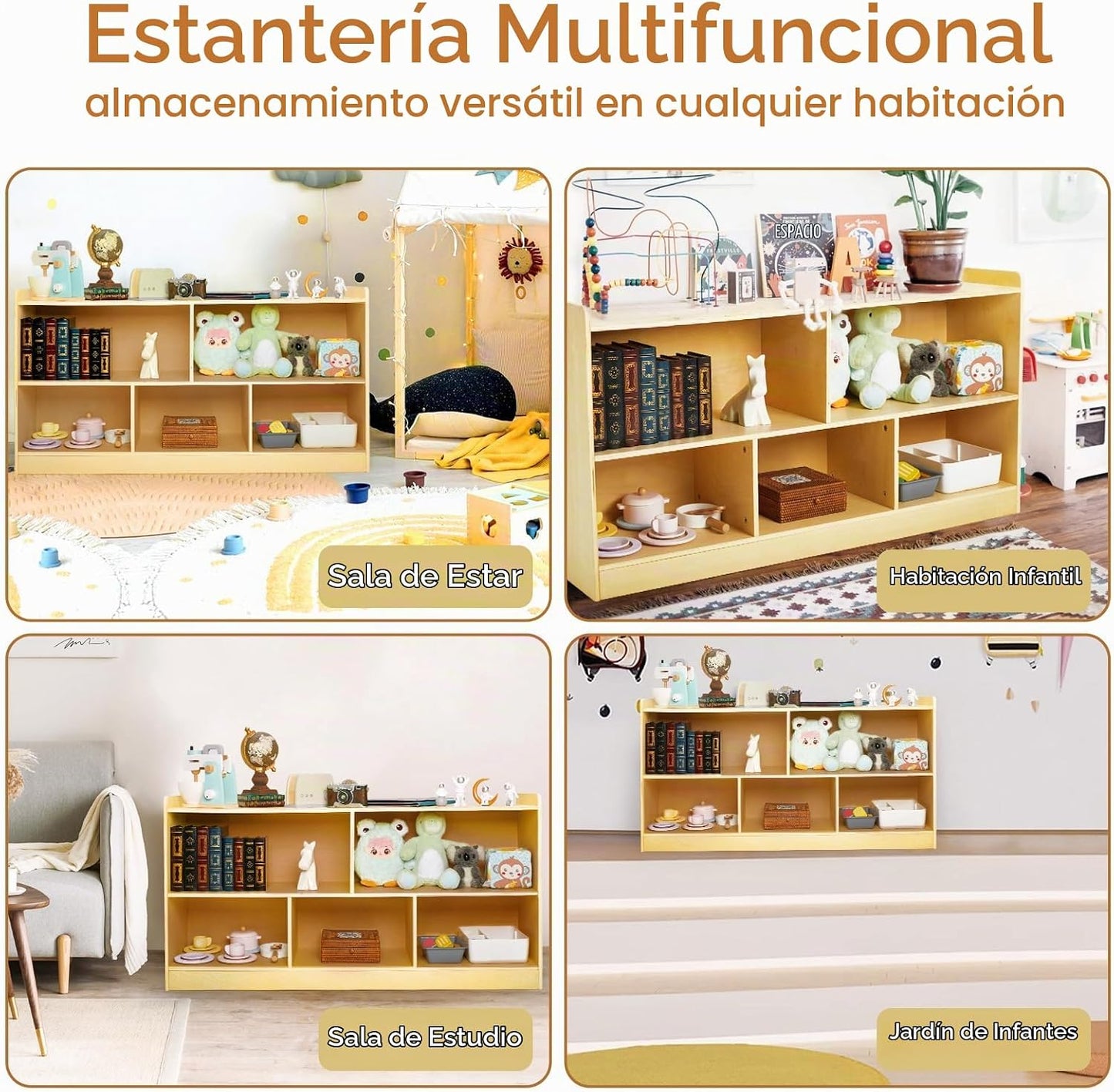PTINFLUCE Estante Montessori, organizador de almacenamiento de jugu...