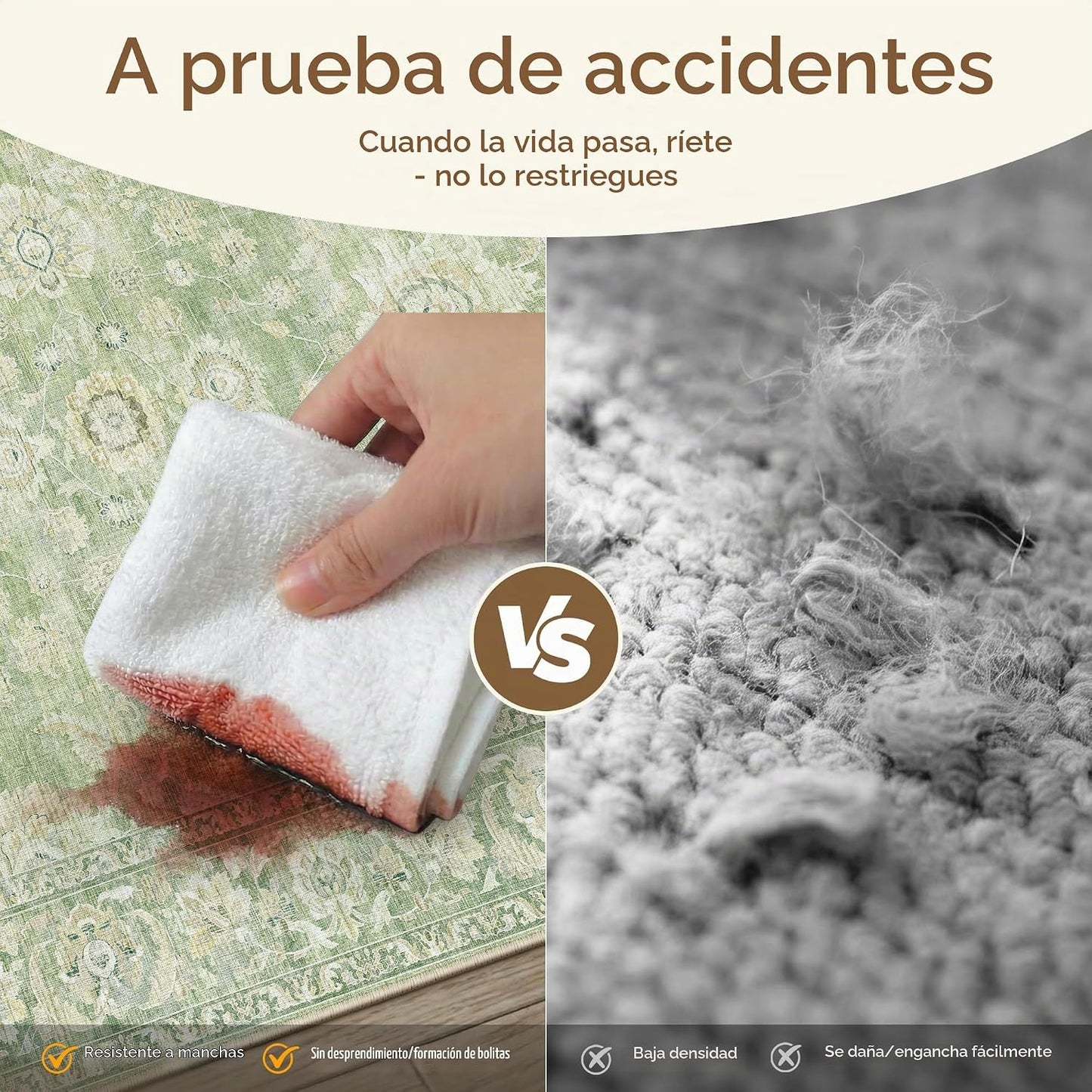 WondRg Alfombra verde lavable de 8 x 10 pies para sala de estar, do...