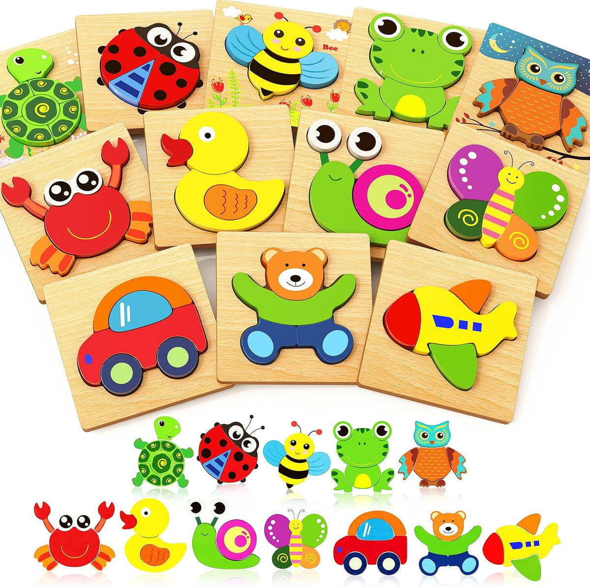 Bekayshad - Rompecabezas de madera para niños pequeños, juguetes pa...