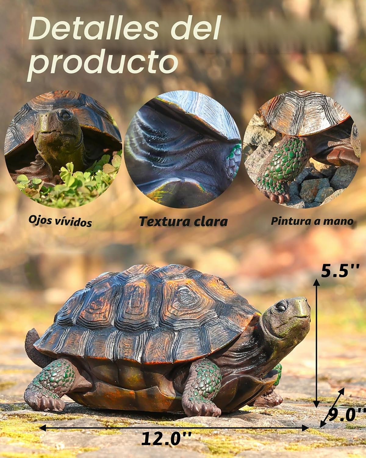 Sdeetesamjun - Estatua de tortuga, escultura de jardín de resina pa...