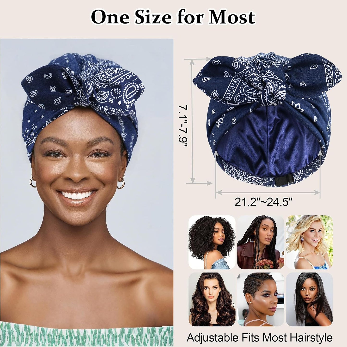 Ababalaya Gorros con forro de satén para mujeres, gorros para quimi...