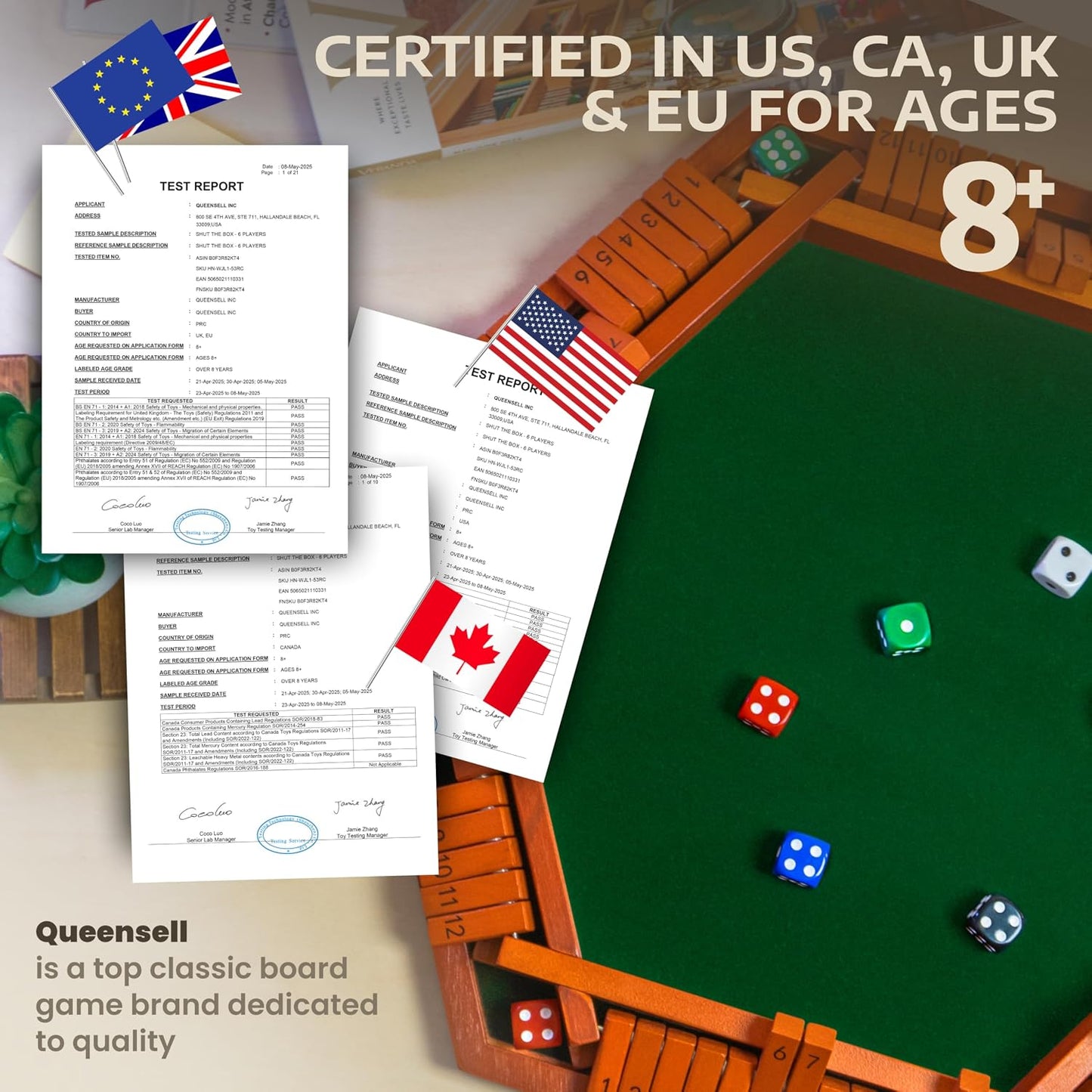 Shut The Box Game Tablero de madera para 1-6 jugadores, juego Shut...