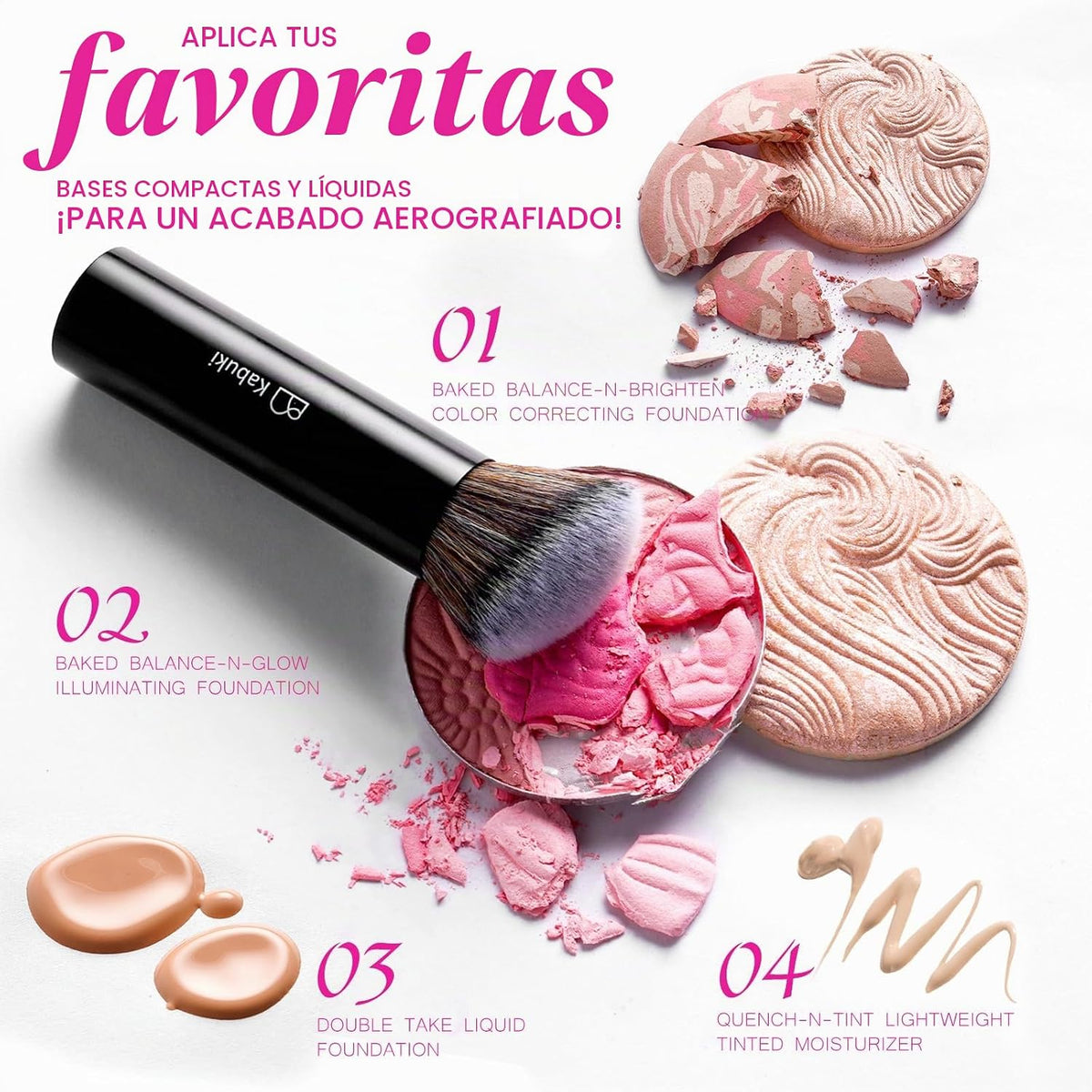 Brochas de maquillaje profesionales BS-MALL con estuche de viaje, b...
