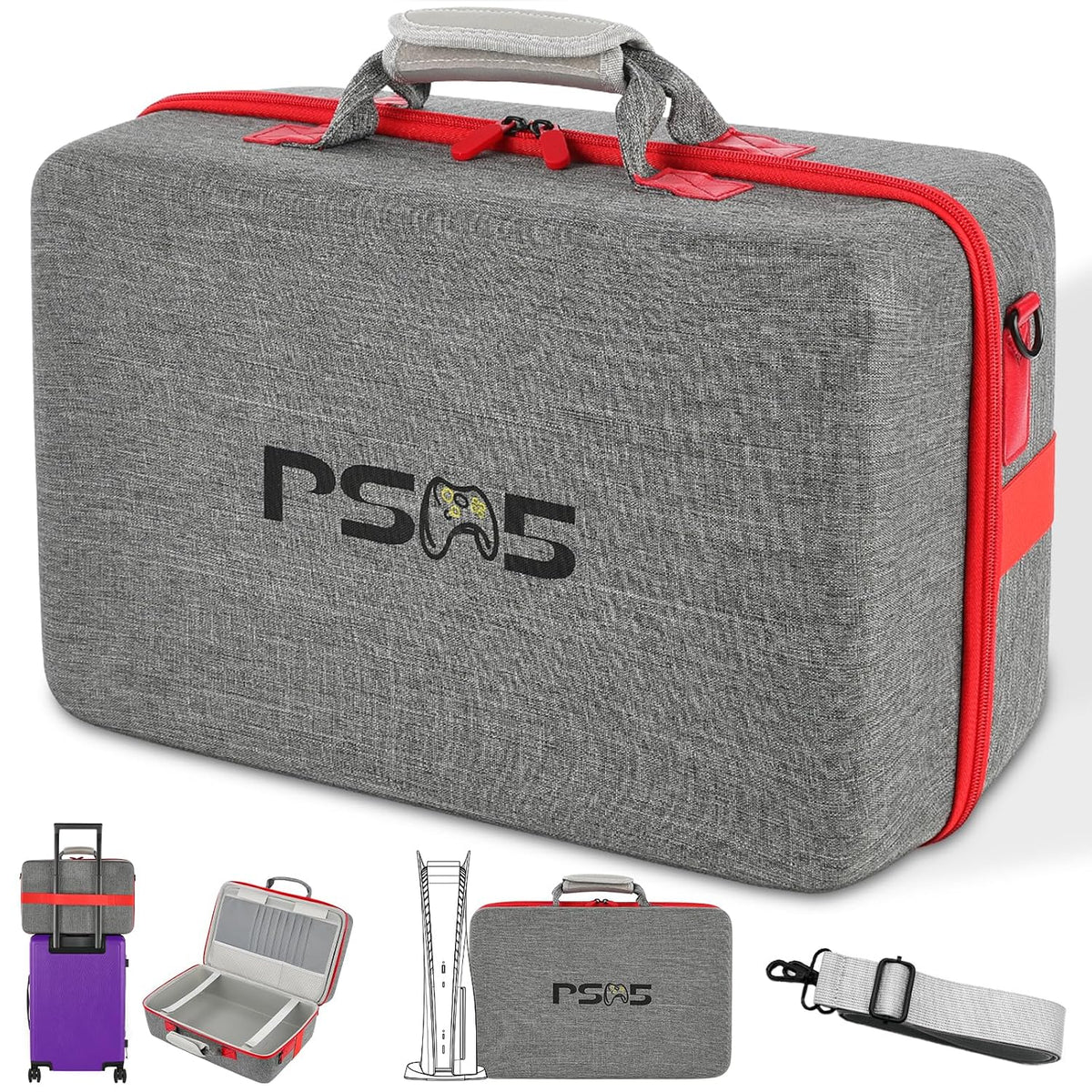 PSCHUNYD Estuche de transporte rígido compatible con PS5, estuche d...