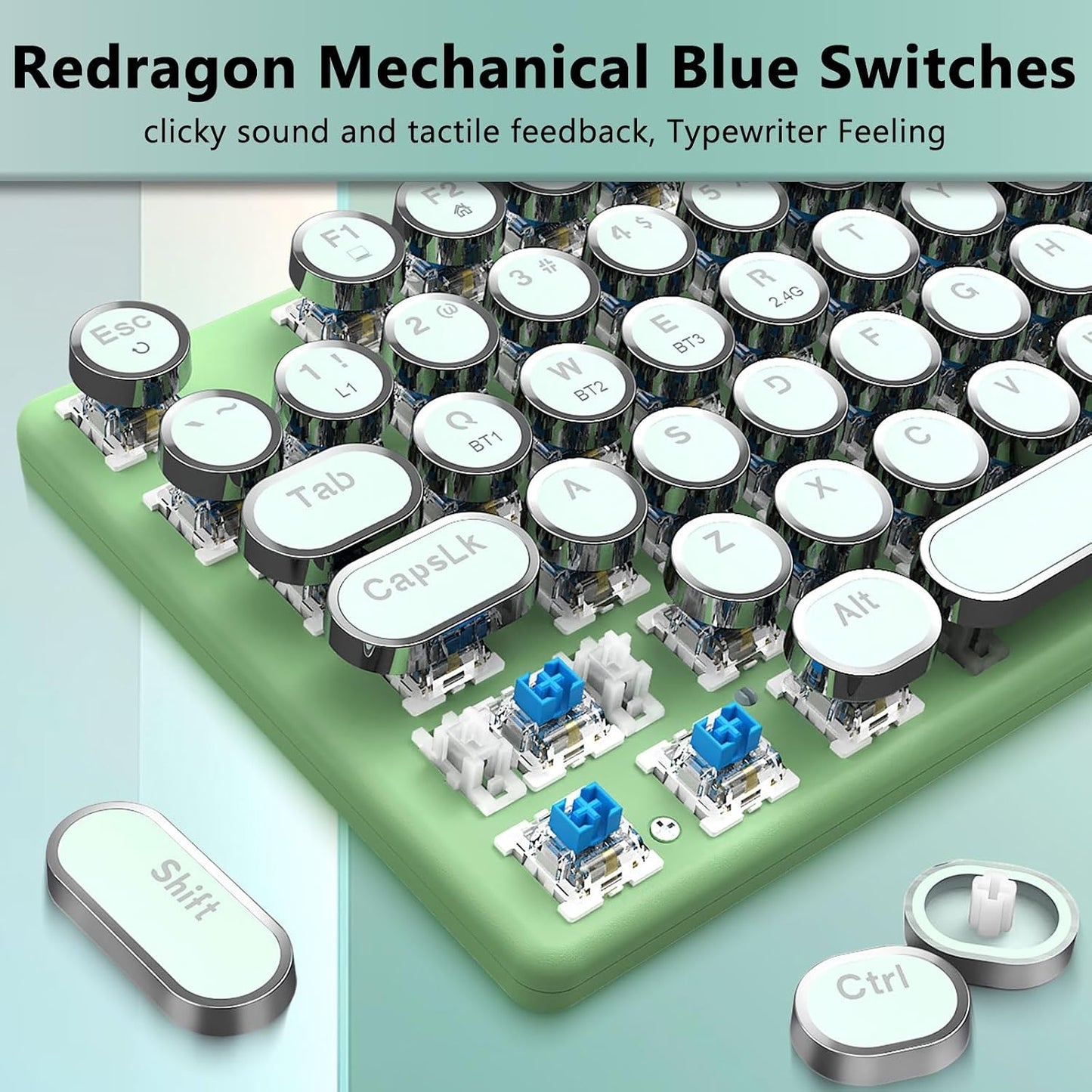 Redragon K710 Teclado mecánico inalámbrico para juegos, Bluetooth\/...