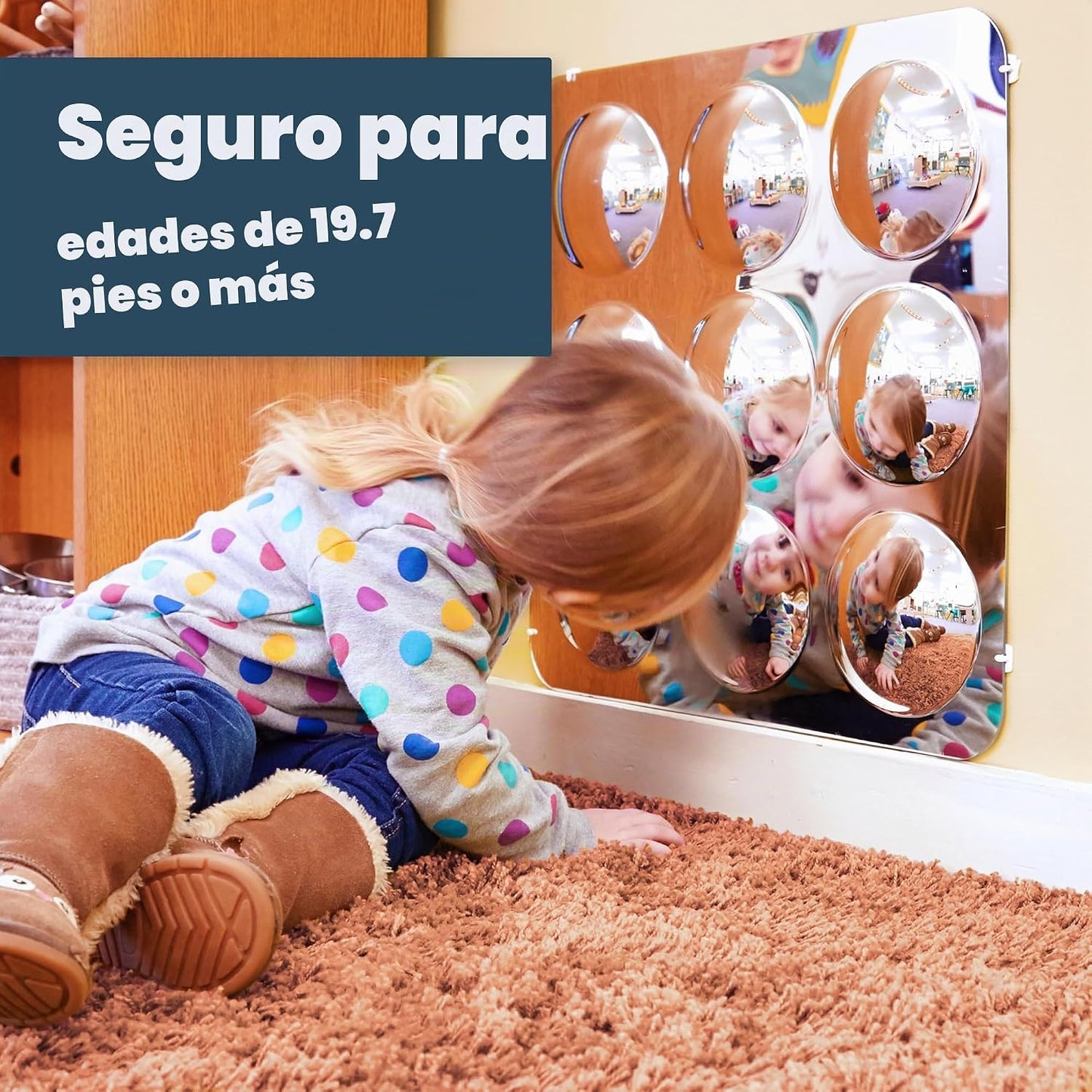 Spark &amp; Wow Espejo sensorial de pared para niños pequeños, gran...