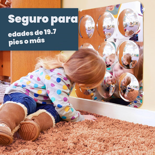 Spark &amp; Wow Espejo sensorial de pared para niños pequeños, gran...