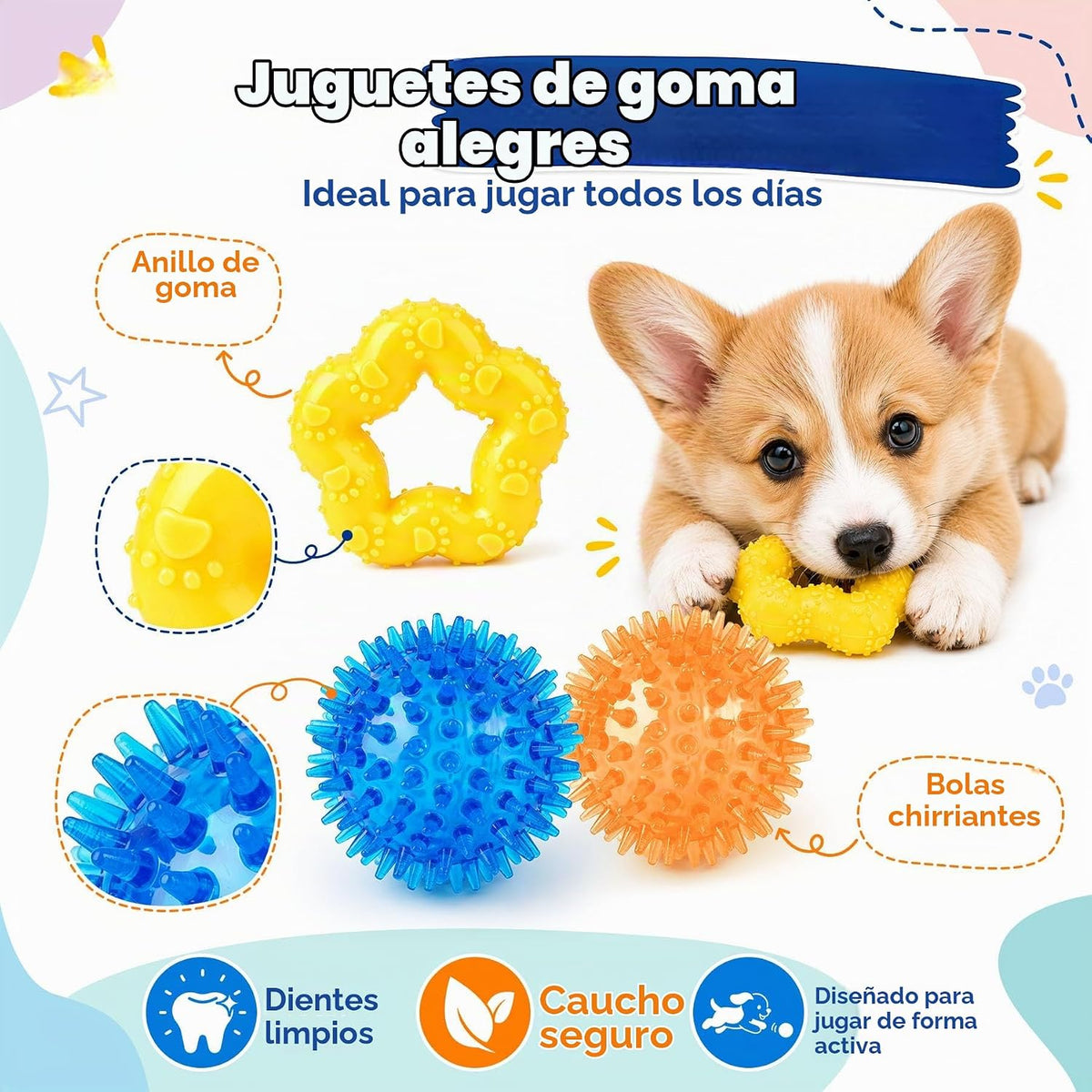 KIPRITII Paquete de 9 juguetes para cachorros para la dentición, ju...