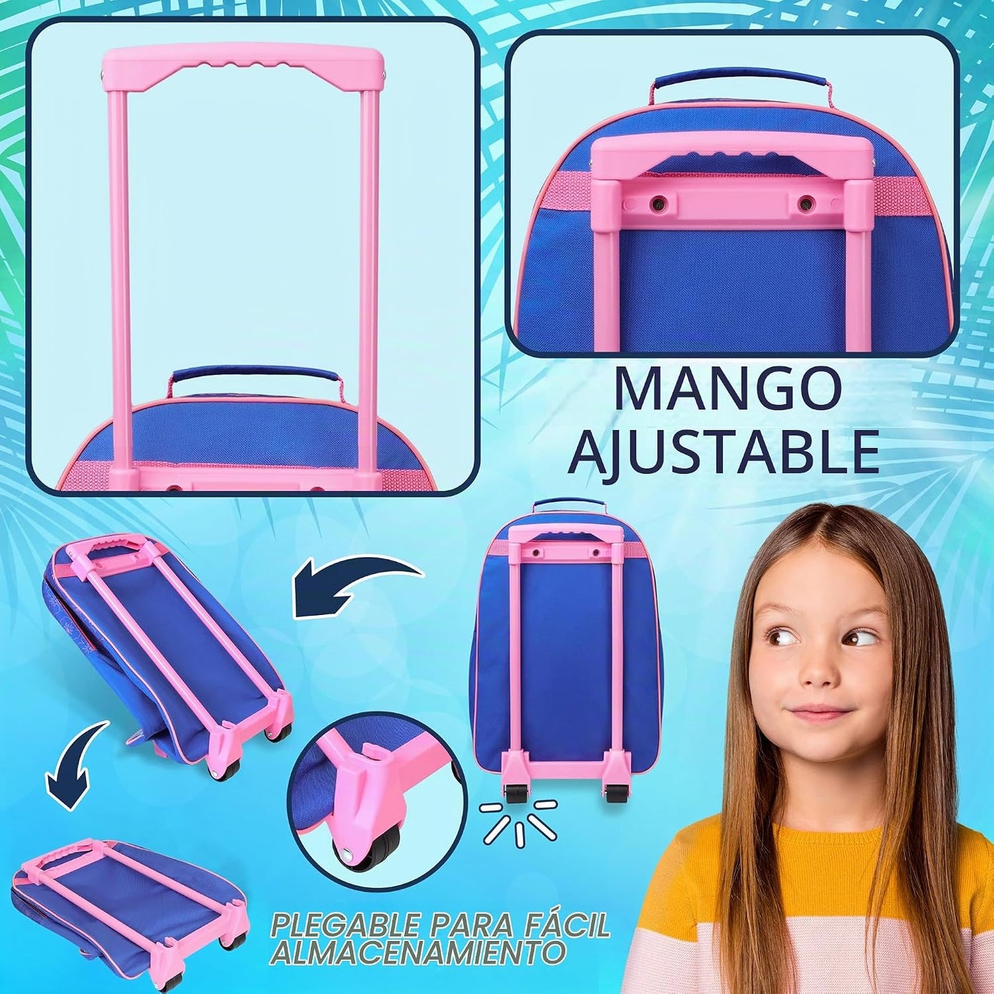 Disney Equipaje con ruedas para niños de 16.0 x 11.6 pulgadas, male...