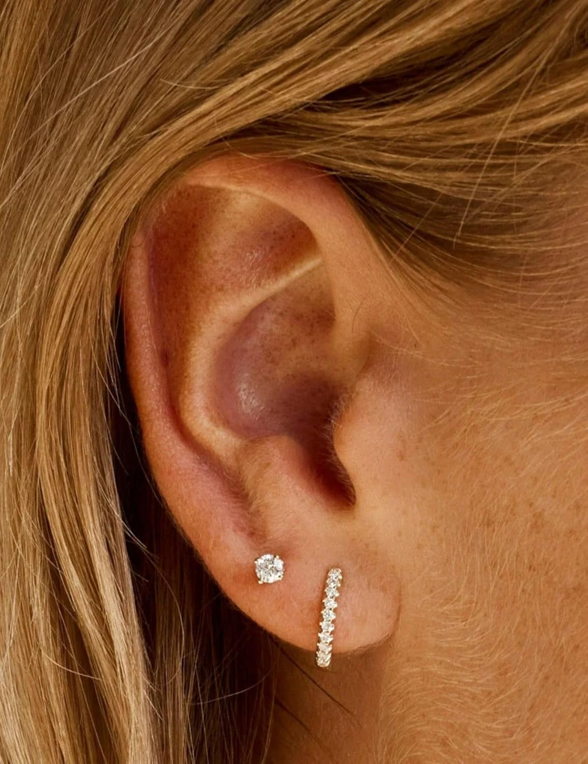 Aretes de tuerca de Kainier para mujer, chapados en oro de 14 quila...