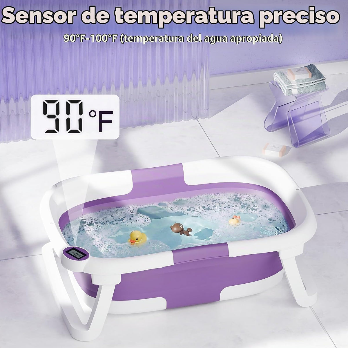 iBabyMax Bañera plegable para bebés con termómetro, 0-36 meses, mor...