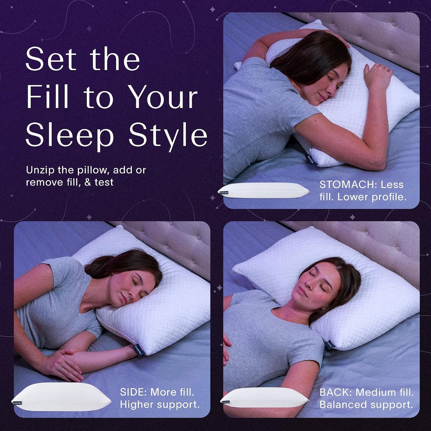 DreamyBlue Almohada Signature con Loft Ajustable \u2022 Relleno de...