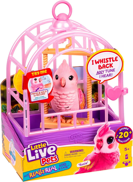 Little Live Pets My Really Real - Juguete y jaula de pájaro parlant...