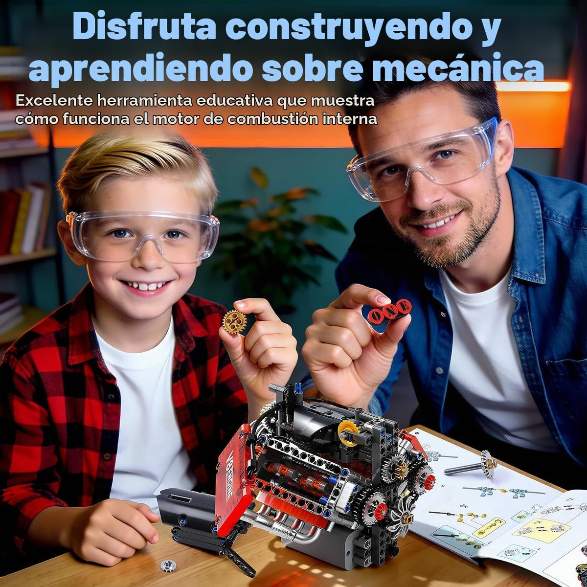 V8 - Juego de construcción de juguete con motor de combustión V8, k...