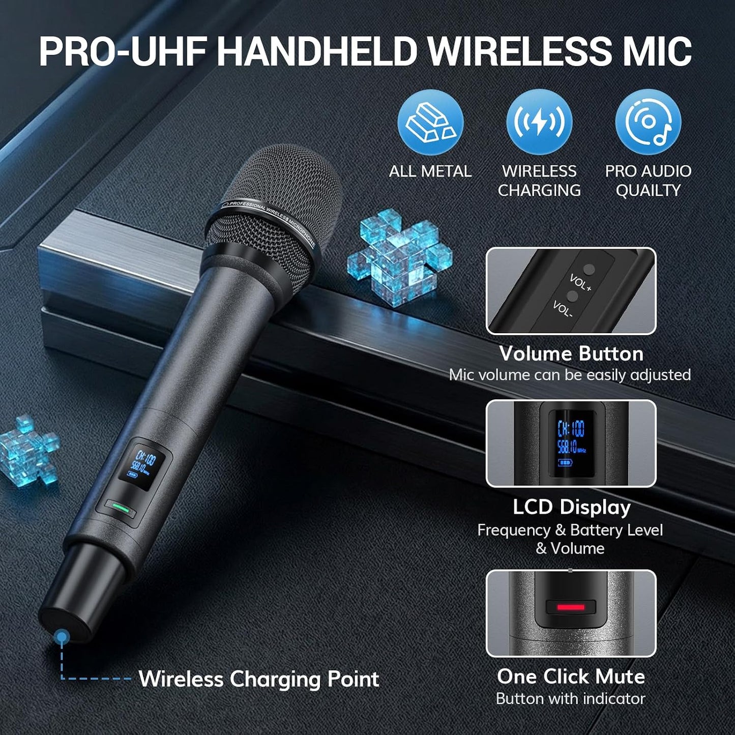 TONOR Micrófonos inalámbricos Bluetooth, sistema de micrófono inalá...