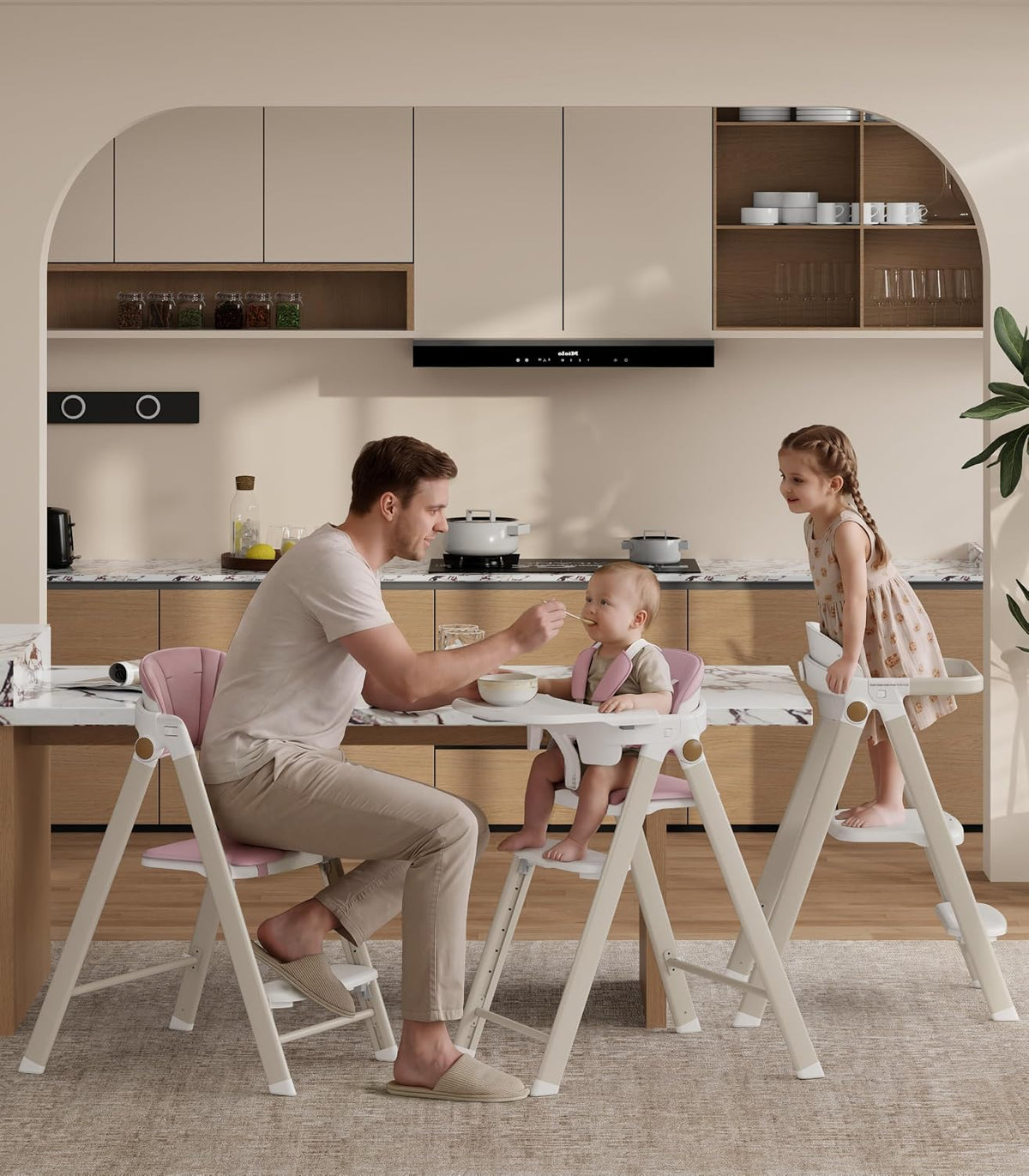Silla alta plegable para bebé y torre de pie para niñas mayores de...