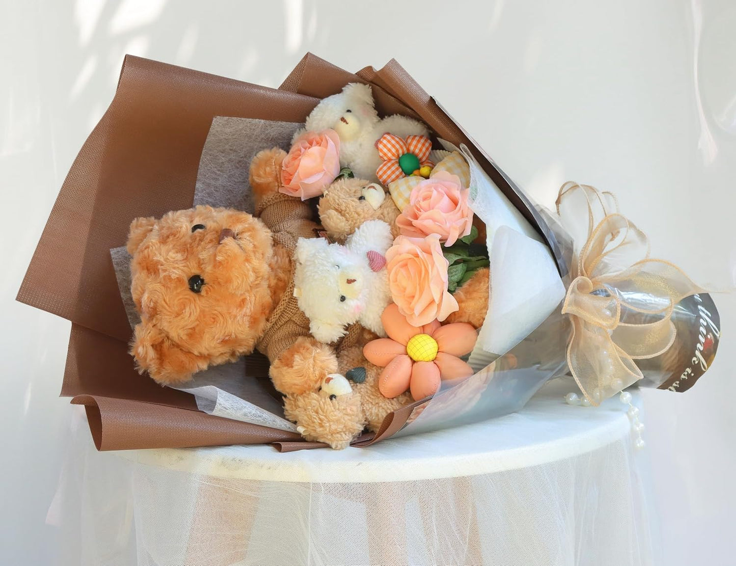 BBLION Bonito ramo de oso \u2013 Ramo de oso de peluche hecho a man...