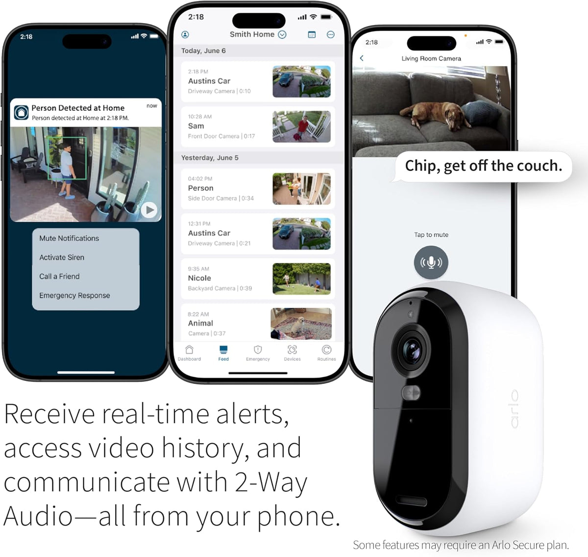 Cámara de seguridad Arlo Essential 1080p HD, para exteriores e inte...