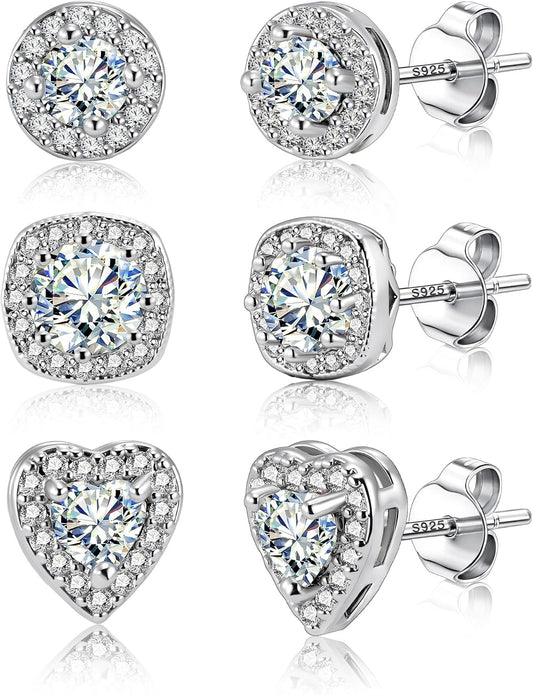 ALEXCRAFT Aretes de tuerca de plata de ley para mujeres y niñas, ci...
