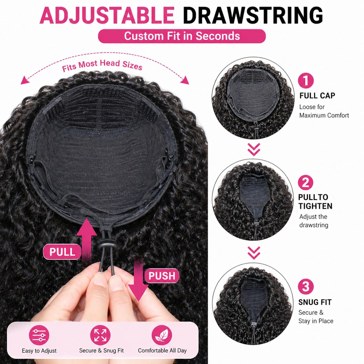 ManeMajesty Peluca rizada rizada con diadema negra natural, 22 pulg...