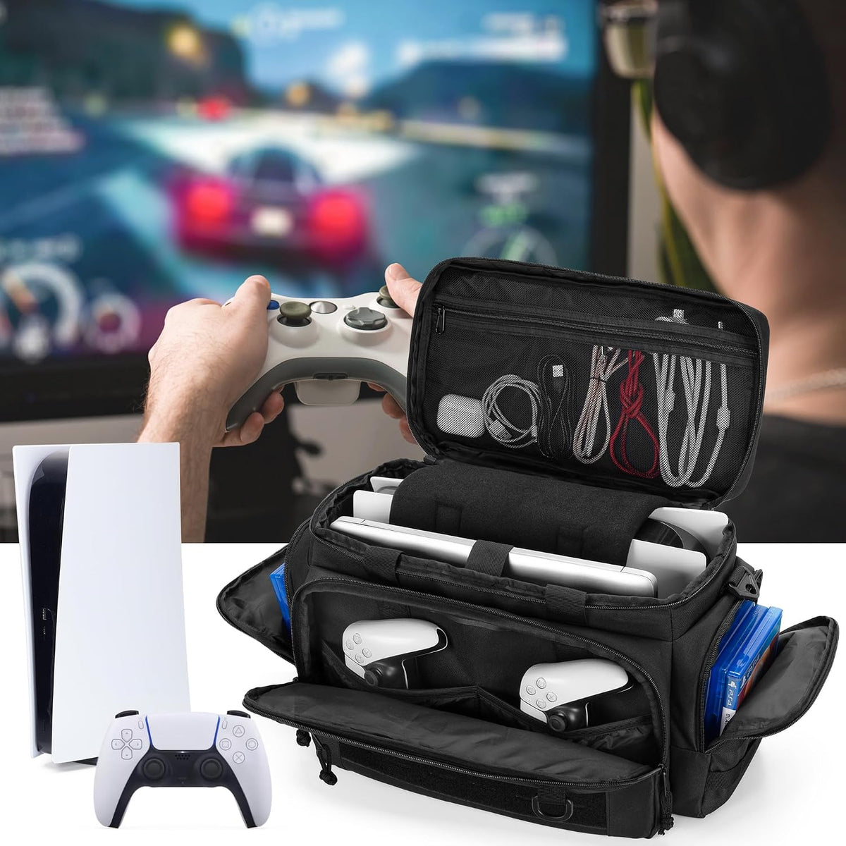 PGmoon Funda de transporte táctica compatible con consola PS5 | Bol...