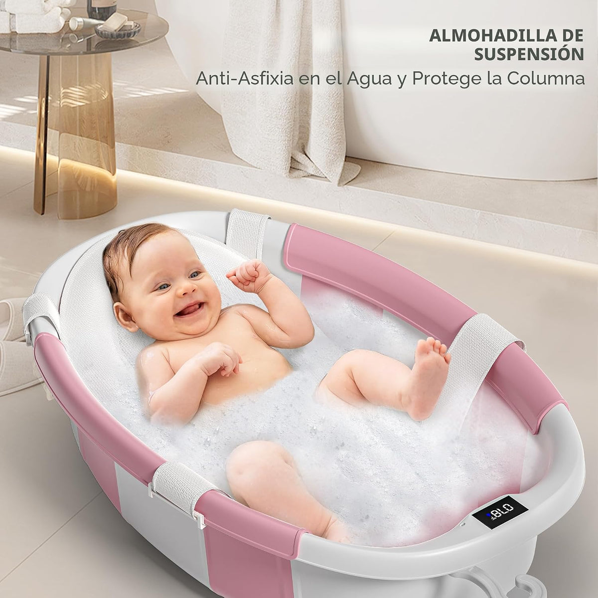 Bañera plegable para recién nacidos a niños pequeños de 0 a 36 mese...