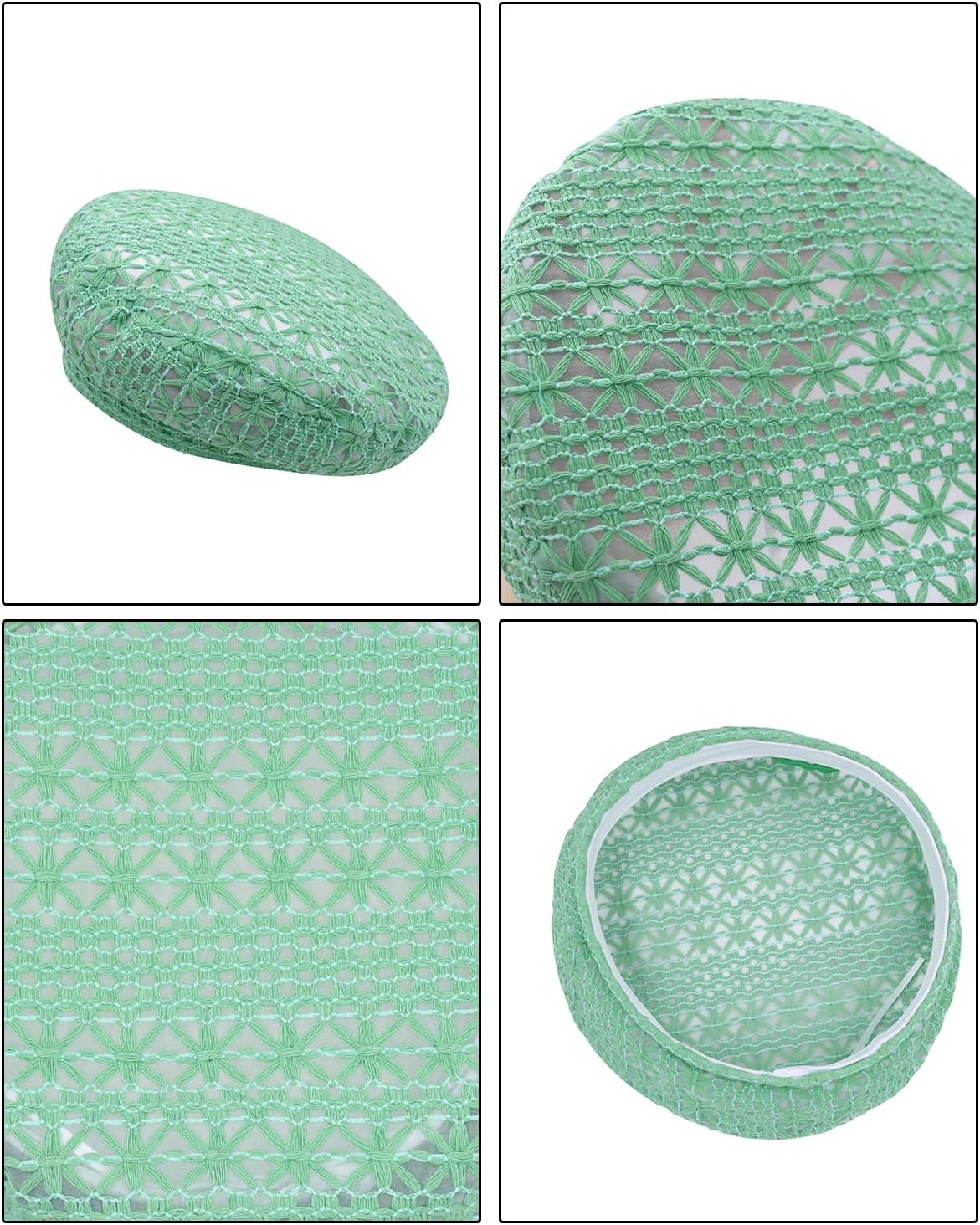 MOSSTYUS Boina ligera de encaje para mujer, diseño floral, transpir...
