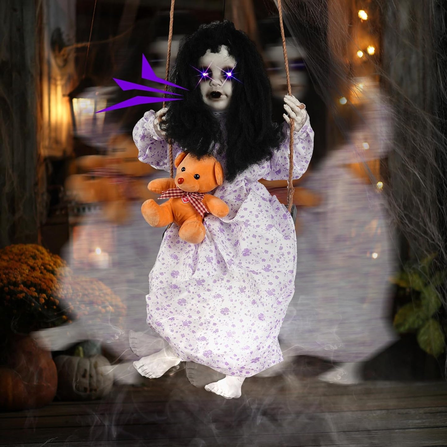 Hourleey Decoraciones de Halloween al aire libre, muñeca colgante o...
