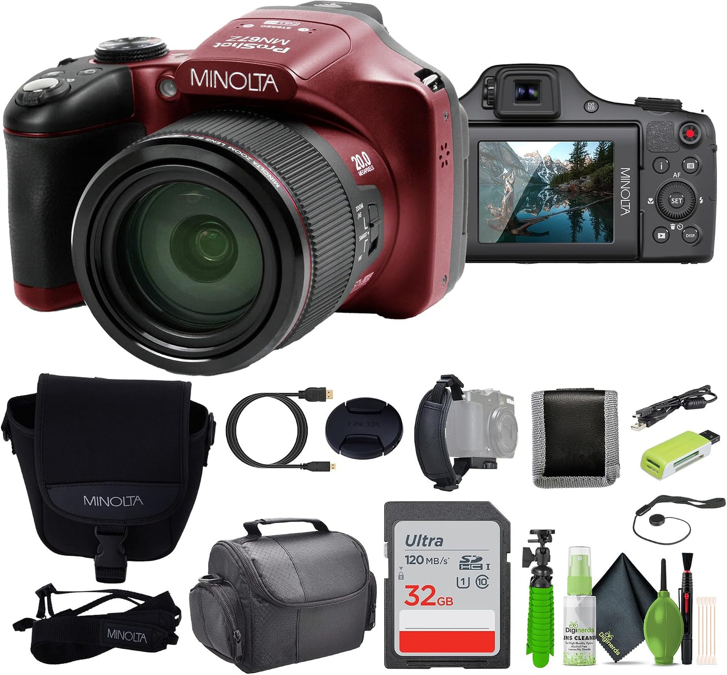MINOLTA MN67Z - Cámara digital de puente FHD de 20 MP \/ 1080P con...