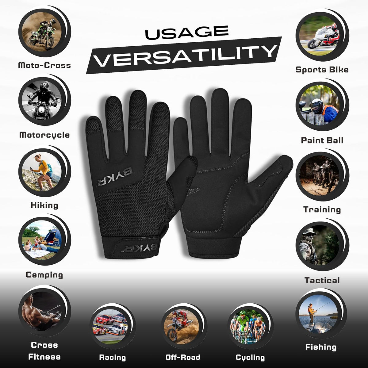 BYKR Guantes de motocicleta para todo clima para hombres y mujeres...