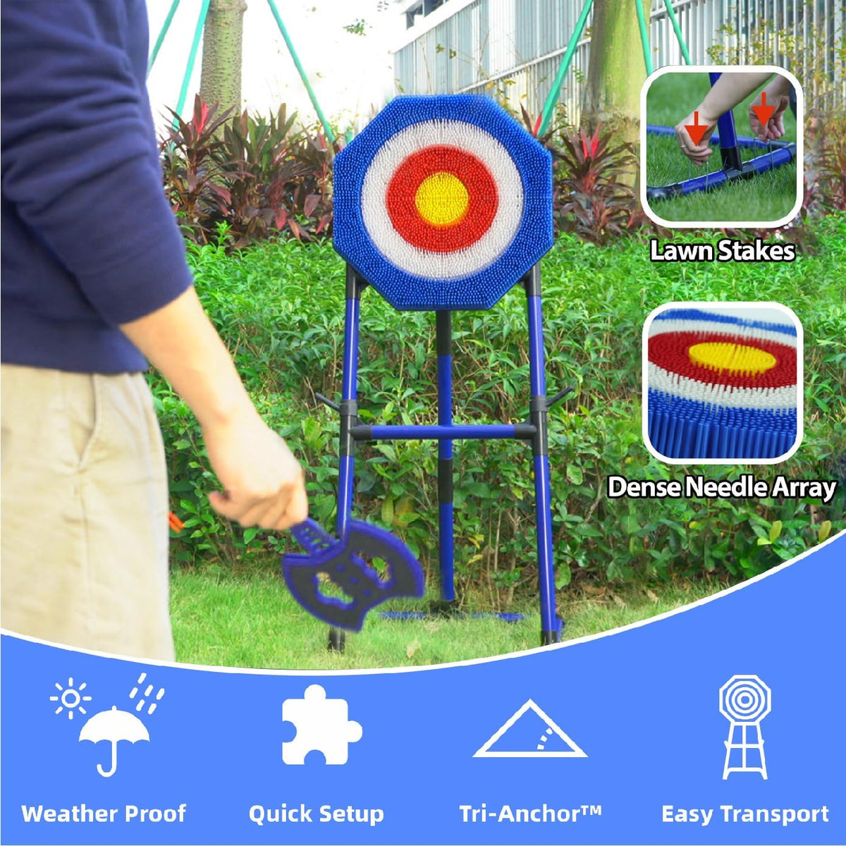 BunnyBoo Juego de lanzamiento de hachas para objetivo de cerdas de...