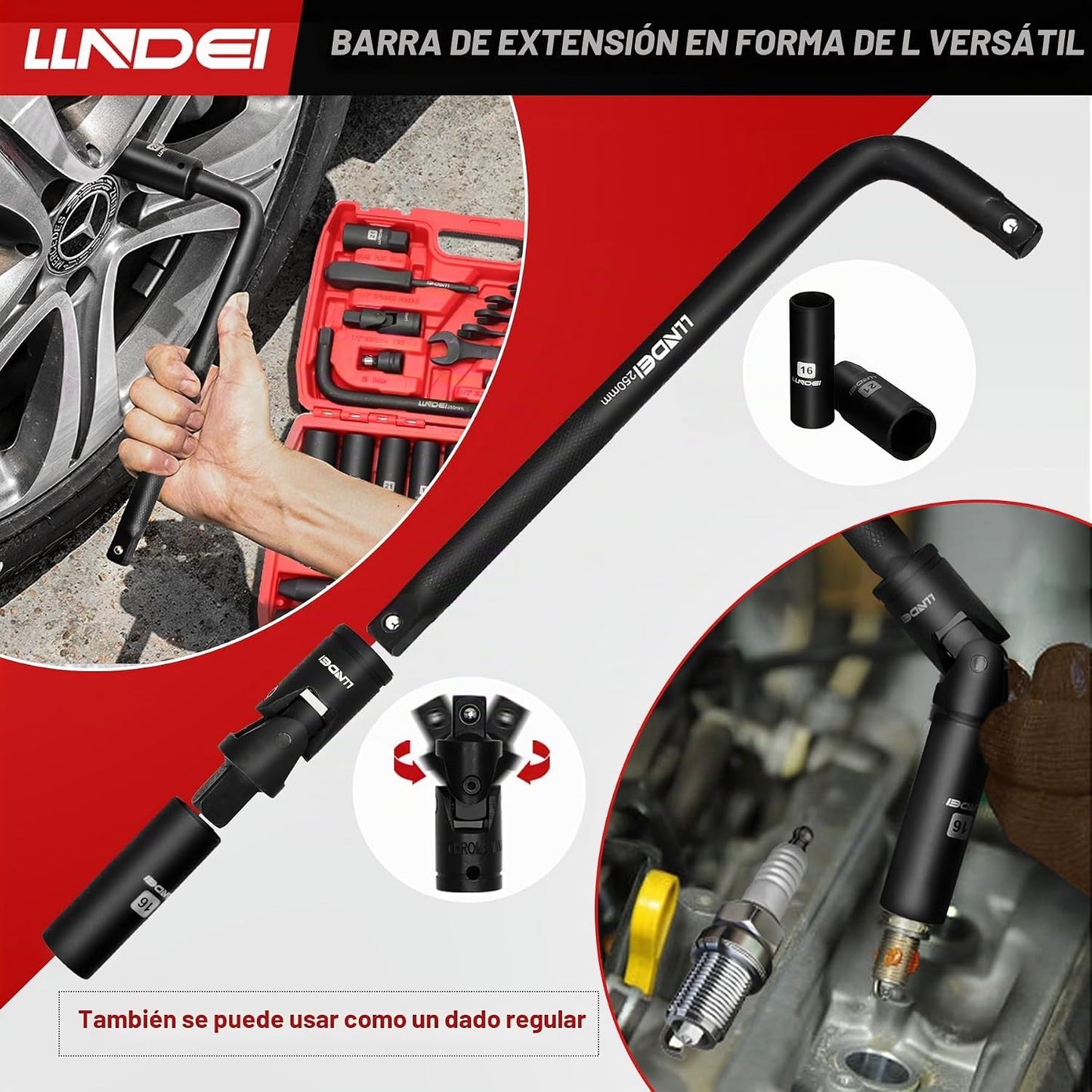 LLNDEI Juego de llaves de impacto con trinquete de 1\/2 pulgada, ll...