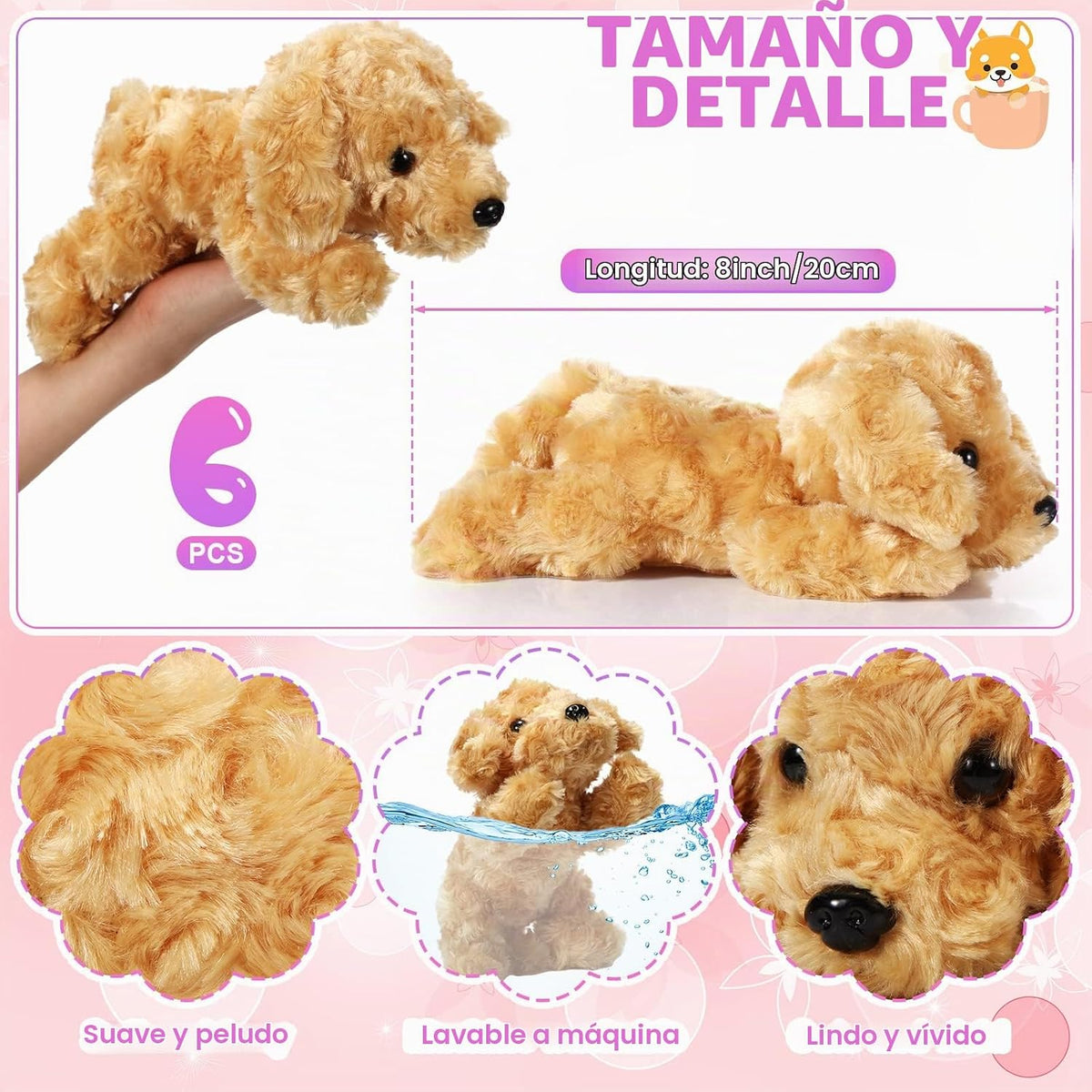Harrycle 6 piezas 20 cm de animal de peluche de perro de peluche de...