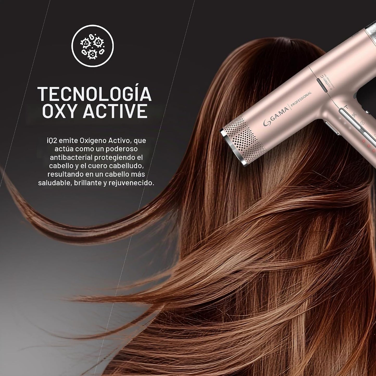 GA.MA iQ2 Perfetto - Secador de pelo con motor turbo inteligente de...