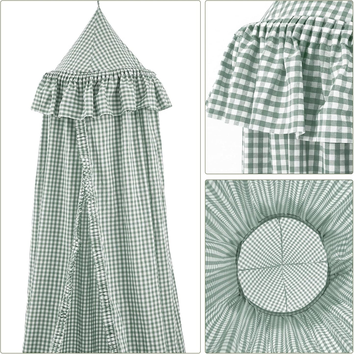 SmoothNovelty Toldo de cama a cuadros con volantes, suave, estilo v...