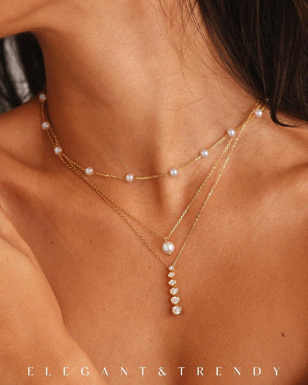FUNEIA Collar de Perla Delicado para Mujer, Collar de Perla Falso B...