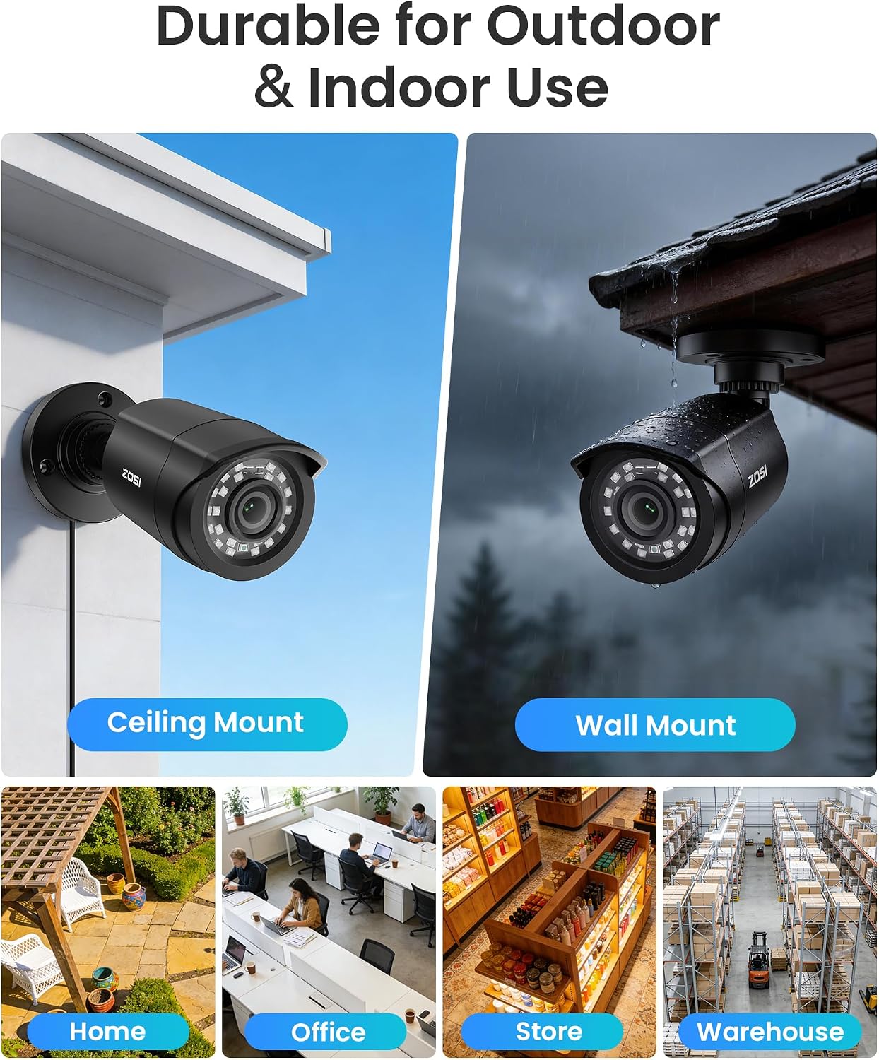 ZOSI 8CH 1080P - Sistema de cámara de seguridad para exteriores con...