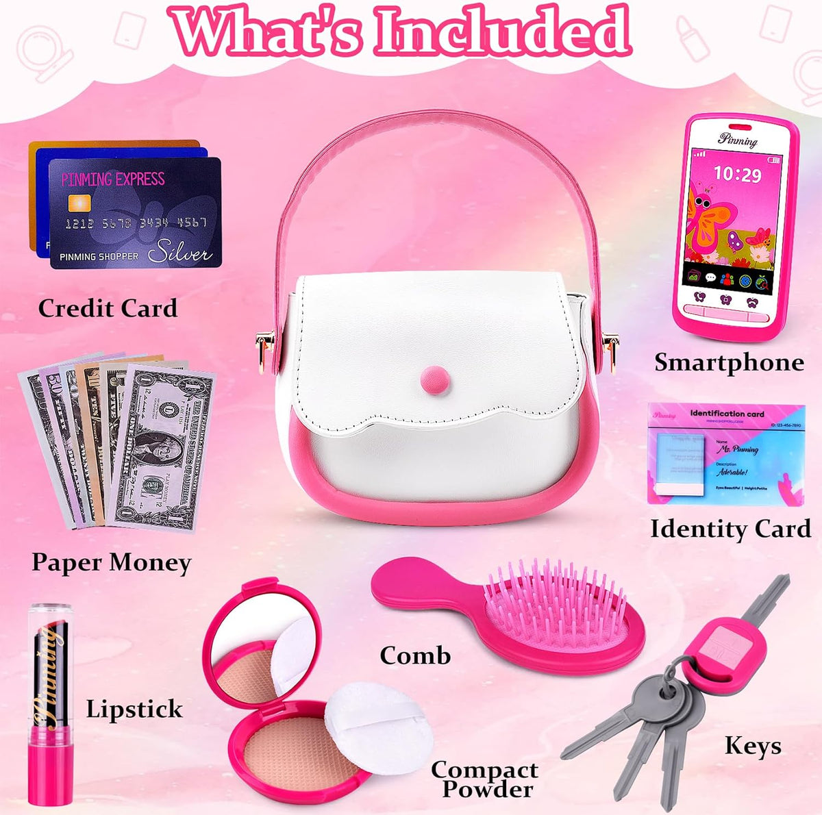 GJZZ Bolsa de juguete para niñas pequeñas, juguetes de maquillaje p...