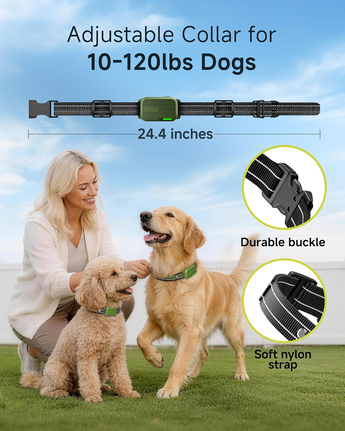 Haptop Collar de choque para 2 perros (10-120 libras) \u2013 Collar...