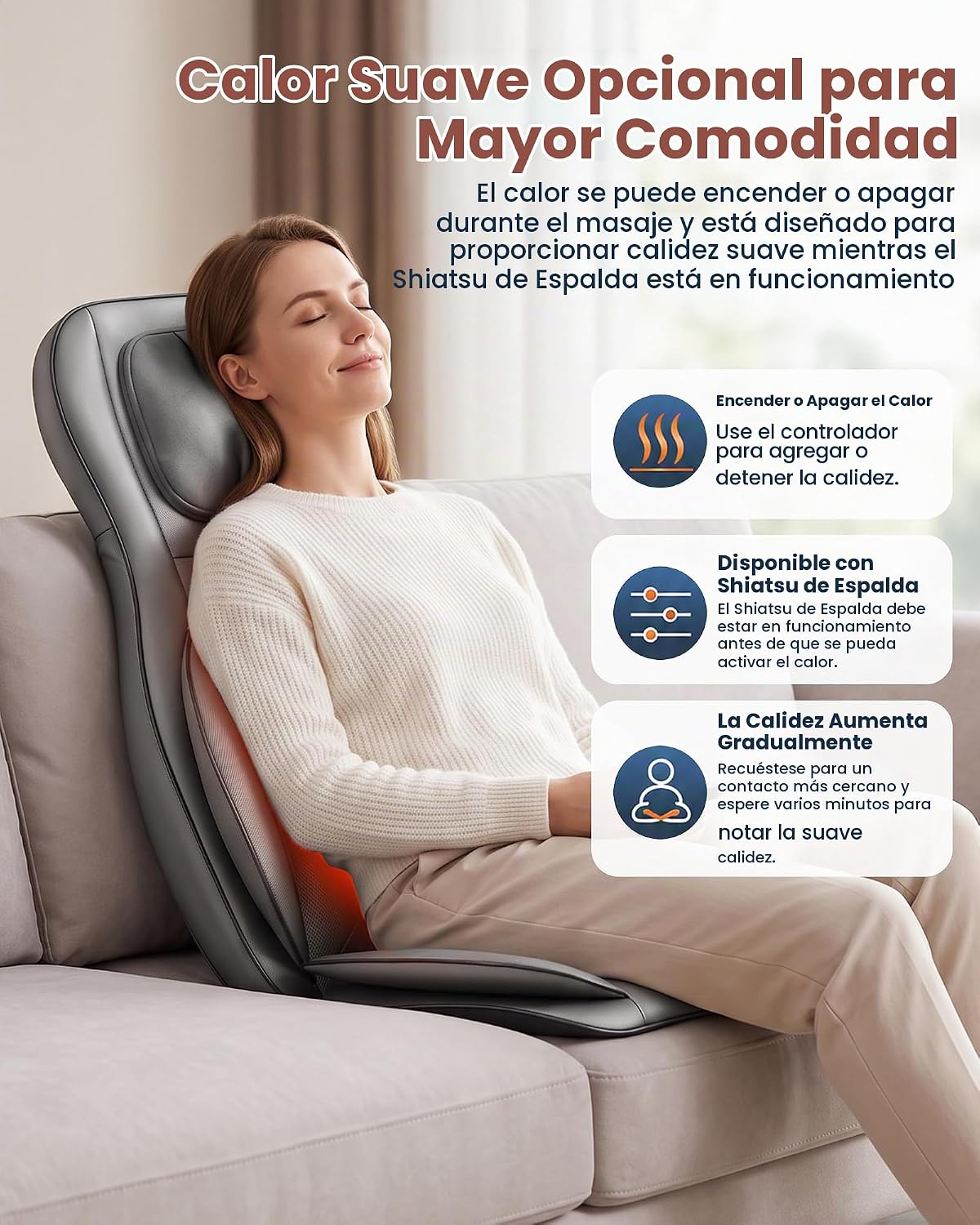 COMFIER Shiatsu Masajeador de cuello y espalda con calor, nodos aju...