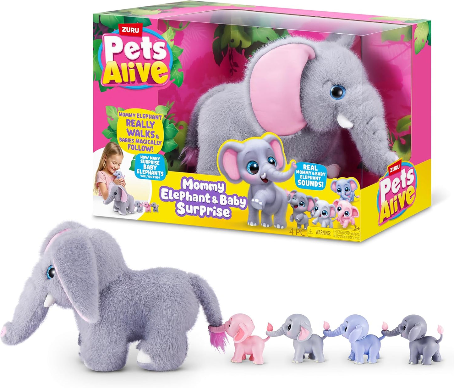Pets Alive Mamá Elefante y Bebé Sorpresa de ZURU | Bebés sorpresa p...